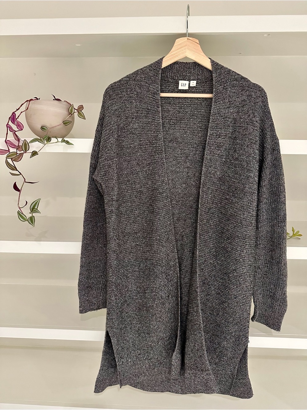 GAP Charcoal Gray Open-Front Knit Cardigan